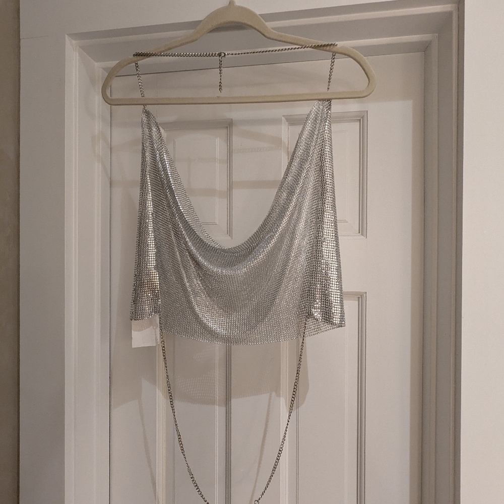 Metallic Silver Chain Top XXL NWT - Picture 6 of 8